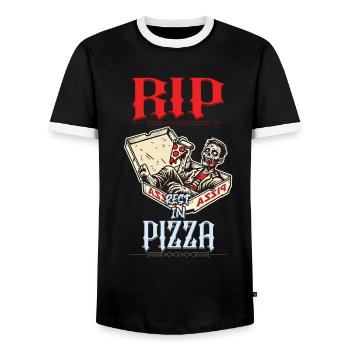 Spooky Lustiger Pizzaliebhaber Zombie - Männer Kontrast-T-Shirt - Schwarz/Weiß - Vorne - AI Model Female 172 light (172cm) & AI Model Male 178 light (178cm)