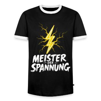 Elektriker Elektromeister Elektroniker Meister - Männer Kontrast-T-Shirt - Schwarz/Weiß - Vorne - AI Model Female 172 light (172cm) & AI Model Male 178 light (178cm)