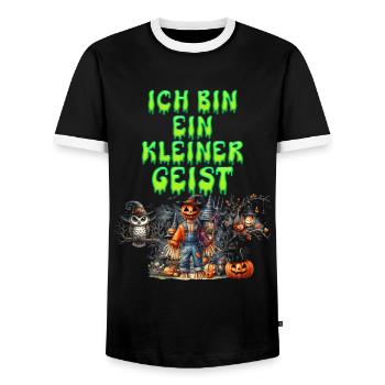 Halloween Kostüm ICH BIN EIN KLEINER GEIST Lustig - Männer Kontrast-T-Shirt - Schwarz/Weiß - Vorne - AI Model Female 172 light (172cm) & AI Model Male 178 light (178cm)