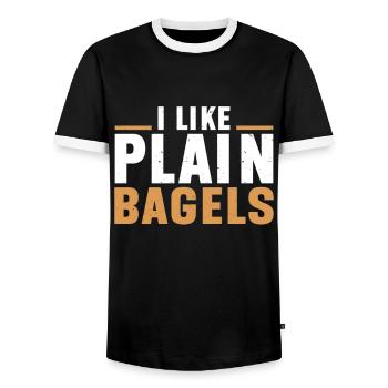 Bagel Lover Art Bagels - Men's Ringer Shirt - black/white - Front - AI Model Female 172 light (172cm) & AI Model Male 178 light (178cm)