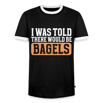 Bagel Lover Art Bagels - Men's Ringer Shirt - black/white - Front - AI Model Female 172 light (172cm) & AI Model Male 178 light (178cm)