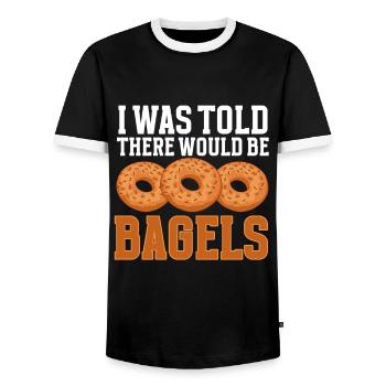 Bagel Lover Art Bagels - Men's Ringer Shirt - black/white - Front - AI Model Female 172 light (172cm) & AI Model Male 178 light (178cm)