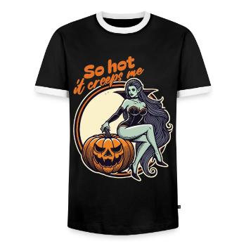 tellement chaud que ça me fait peur Lustiger Halloween Spruch - T-shirt contrasté Homme - noir/blanc - Devant - AI Model Female 172 light (172cm) & AI Model Male 178 light (178cm)