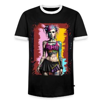 Jolie fille punk - T-shirt contrasté Homme - noir/blanc - Devant - AI Model Female 172 light (172cm) & AI Model Male 178 light (178cm)