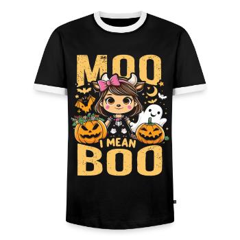 Halloween Costume MOO BOO Halloween Kids - Men's Ringer Shirt - black/white - Front - AI Model Female 172 light (172cm) & AI Model Male 178 light (178cm)