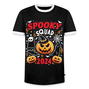 Halloween Party Kinder SPOOKY SQUAD 2024 Lustiges - Männer Kontrast-T-Shirt - Schwarz/Weiß - Vorne - AI Model Female 172 light (172cm) & AI Model Male 178 light (178cm)