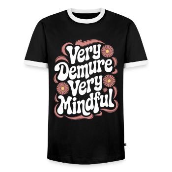 Sehr Bescheiden Sehr Achtsam - Männer Kontrast-T-Shirt - Schwarz/Weiß - Vorne - AI Model Female 172 light (172cm) & AI Model Male 178 light (178cm)