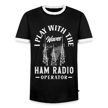 Stolzer Amateurfunk-betreiber - Männer Kontrast-T-Shirt - Schwarz/Weiß - Vorne - AI Model Female 172 light (172cm) & AI Model Male 178 light (178cm)