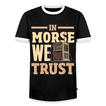 Stolzer Amateurfunk-betreiber - Männer Kontrast-T-Shirt - Schwarz/Weiß - Vorne - AI Model Female 172 light (172cm) & AI Model Male 178 light (178cm)