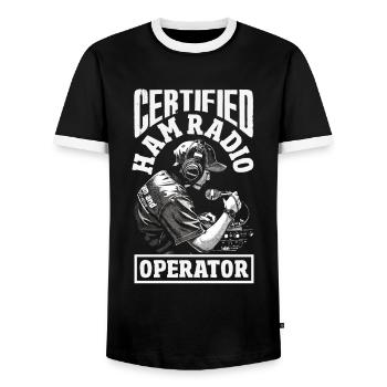 Stolzer Amateurfunk-betreiber - Männer Kontrast-T-Shirt - Schwarz/Weiß - Vorne - AI Model Female 172 light (172cm) & AI Model Male 178 light (178cm)