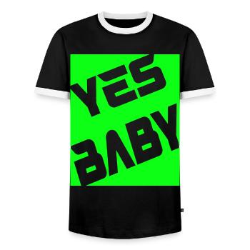 Yes Baby - Männer Kontrast-T-Shirt - Schwarz/Weiß - Vorne - AI Model Female 172 light (172cm) & AI Model Male 178 light (178cm)