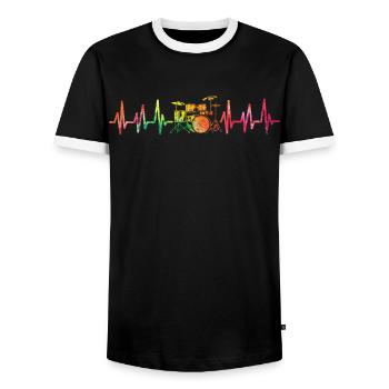 Tambours Tambours Baguette Batteur Musique Groupe Rock - T-shirt contrasté Homme - noir/blanc - Devant - AI Model Female 172 light (172cm) & AI Model Male 178 light (178cm)