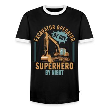 Opérateur d’excavatrice - T-shirt contrasté Homme - noir/blanc - Devant - AI Model Female 172 light (172cm) & AI Model Male 178 light (178cm)