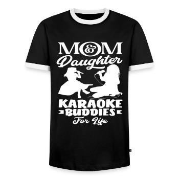 Mama Und Tochter Karaoke Freunde Für Immer - Männer Kontrast-T-Shirt - Schwarz/Weiß - Vorne - AI Model Female 172 light (172cm) & AI Model Male 178 light (178cm)
