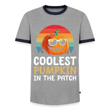 Halloween CITROUILLE LA PLUS COOL DE LA RÉGION Amusant - T-shirt contrasté Homme - gris/marine  - Devant - AI Model Female 172 light (172cm) & AI Model Male 178 light (178cm)