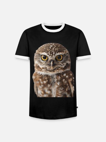 Eule - Männer Kontrast-T-Shirt - Schwarz/Weiß