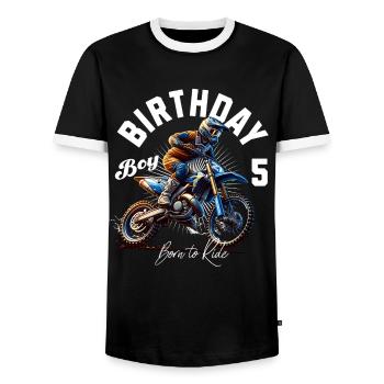 Motocross 5th Birthday - Men's Ringer Shirt - black/white - Front - AI Model Female 172 light (172cm) & AI Model Male 178 light (178cm)
