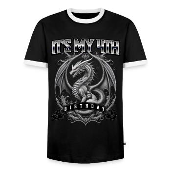 Dragon 4ème anniversaire Dragon - T-shirt contrasté Homme - noir/blanc - Devant - AI Model Female 172 light (172cm) & AI Model Male 178 light (178cm)