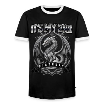 Dragon 2ème anniversaire Dragon - T-shirt contrasté Homme - noir/blanc - Devant - AI Model Female 172 light (172cm) & AI Model Male 178 light (178cm)