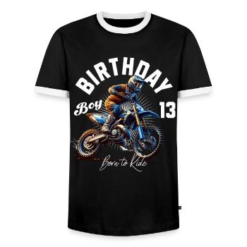 Motocross 13th Birthday - Men's Ringer Shirt - black/white - Front - AI Model Female 172 light (172cm) & AI Model Male 178 light (178cm)