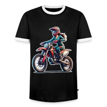 Motocross Femmes Filles Fille - T-shirt contrasté Homme - noir/blanc - Devant - AI Model Female 172 light (172cm) & AI Model Male 178 light (178cm)