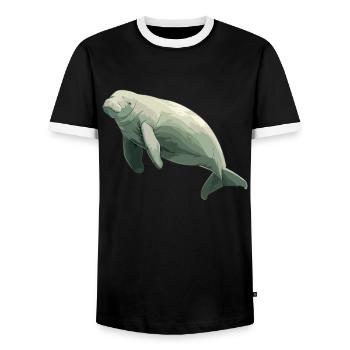 Seekuh Dugongs Dugong - Männer Kontrast-T-Shirt - Schwarz/Weiß - Vorne - AI Model Female 172 light (172cm) & AI Model Male 178 light (178cm)