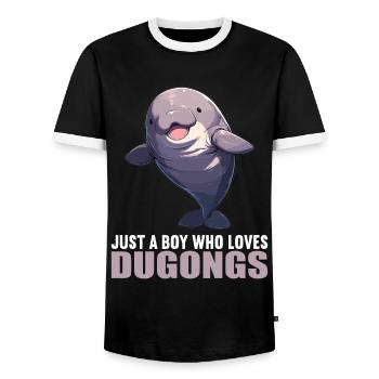 Seekuh Dugongs Dugong - Männer Kontrast-T-Shirt - Schwarz/Weiß - Vorne - AI Model Female 172 light (172cm) & AI Model Male 178 light (178cm)