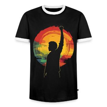 Empowerment Heritage Black History Month Kunst - Männer Kontrast-T-Shirt - Schwarz/Weiß - Vorne - AI Model Female 172 light (172cm) & AI Model Male 178 light (178cm)