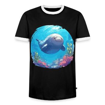 Seekuh Dugongs Dugong - Männer Kontrast-T-Shirt - Schwarz/Weiß - Vorne - AI Model Female 172 light (172cm) & AI Model Male 178 light (178cm)