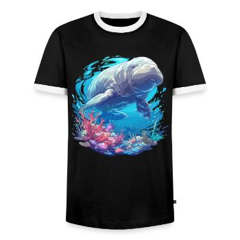 Seekuh Dugongs Dugong - Männer Kontrast-T-Shirt - Schwarz/Weiß - Vorne - AI Model Female 172 light (172cm) & AI Model Male 178 light (178cm)