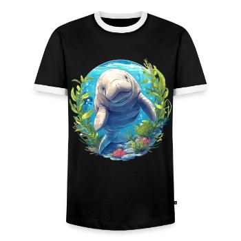 Seekuh Dugongs Dugong - Männer Kontrast-T-Shirt - Schwarz/Weiß - Vorne - AI Model Female 172 light (172cm) & AI Model Male 178 light (178cm)