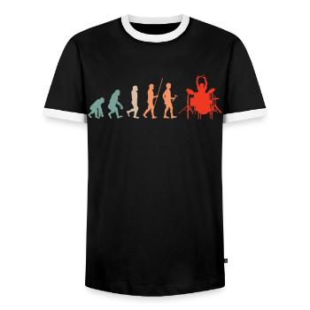 Tambours Tambours Baguette Batteur Musique Groupe Rock - T-shirt contrasté Homme - noir/blanc - Devant - AI Model Female 172 light (172cm) & AI Model Male 178 light (178cm)