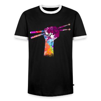 Tambours Baguettes Tambours Batteur Musique Groupe Rock - T-shirt contrasté Homme - noir/blanc - Devant - AI Model Female 172 light (172cm) & AI Model Male 178 light (178cm)