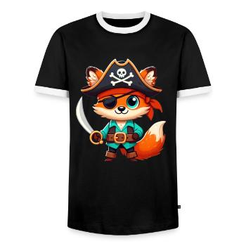 Fuchs Halloween Pirat Kinder Frauen Männer Fuchs - Männer Kontrast-T-Shirt - Schwarz/Weiß - Vorne - AI Model Female 172 light (172cm) & AI Model Male 178 light (178cm)