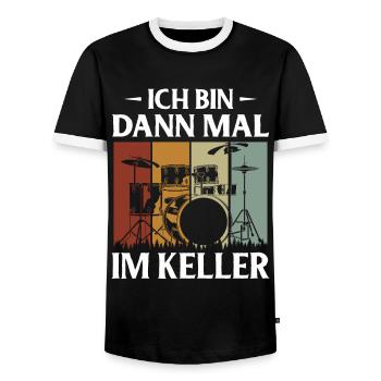Tambours Tambours Baguette Batteur Musique Groupe Rock - T-shirt contrasté Homme - noir/blanc - Devant - AI Model Female 172 light (172cm) & AI Model Male 178 light (178cm)