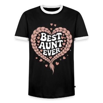 Beste Tante Best Aunt Ever Floral Blumen Herz - Männer Kontrast-T-Shirt - Schwarz/Weiß - Vorne - AI Model Female 172 light (172cm) & AI Model Male 178 light (178cm)