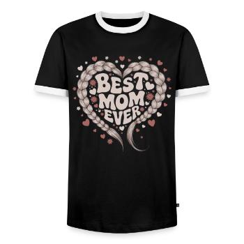 Meilleure maman Meilleure maman de tous les temps Coeur Amour Tresse Coeur - T-shirt contrasté Homme - noir/blanc - Devant - AI Model Female 172 light (172cm) & AI Model Male 178 light (178cm)