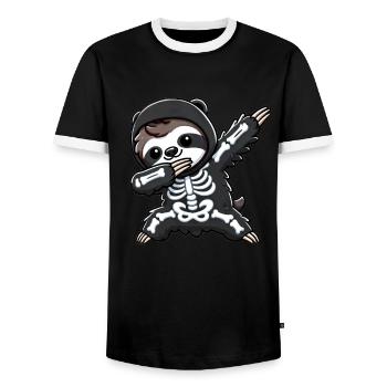 Paresseux Halloween Squelette Enfants Femmes Hommes - T-shirt contrasté Homme - noir/blanc - Devant - AI Model Female 172 light (172cm) & AI Model Male 178 light (178cm)