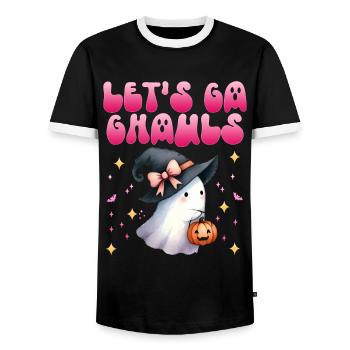 Halloween Party Kids LET'S GO GHOULS - Men's Ringer Shirt - black/white - Front - AI Model Female 172 light (172cm) & AI Model Male 178 light (178cm)