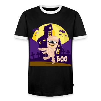 Halloween Costume Party Kids BOO Funny - Men's Ringer Shirt - black/white - Front - AI Model Female 172 light (172cm) & AI Model Male 178 light (178cm)