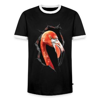 Flamingo - Men's Ringer Shirt - black/white - Front - AI Model Female 172 light (172cm) & AI Model Male 178 light (178cm)