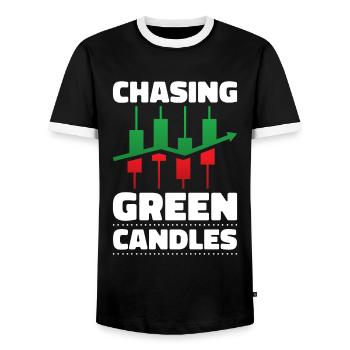 Day Trading Day Trader Stock Exchange Stock Market - Men's Ringer Shirt - black/white - Front - AI Model Female 172 light (172cm) & AI Model Male 178 light (178cm)