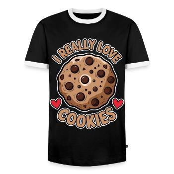 Cookies Saying Chocolate Cookies Funny Cookie Gift - Men's Ringer Shirt - black/white - Front - AI Model Female 172 light (172cm) & AI Model Male 178 light (178cm)