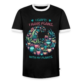 Gardeners, plant lovers and balcony plant fans - Men's Ringer Shirt - black/white - Front - AI Model Female 172 light (172cm) & AI Model Male 178 light (178cm)