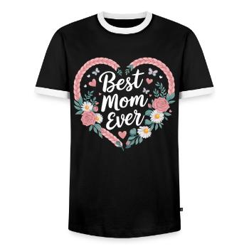 Meilleure maman Meilleure maman de tous les temps Tresse florale de coeur - T-shirt contrasté Homme - noir/blanc - Devant - AI Model Female 172 light (172cm) & AI Model Male 178 light (178cm)