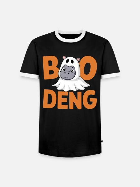 Moo Deng Boo Deng Divertimento di Halloween - Maglietta Contrast da uomo - nero/bianco