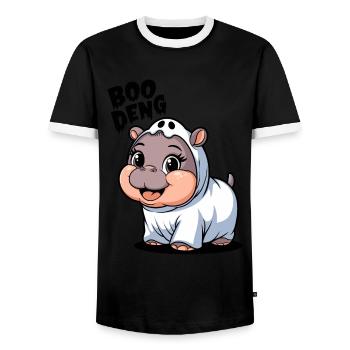 Mignon Boo Deng Hippo Costume Adventure - T-shirt contrasté Homme - noir/blanc - Devant - AI Model Female 172 light (172cm) & AI Model Male 178 light (178cm)