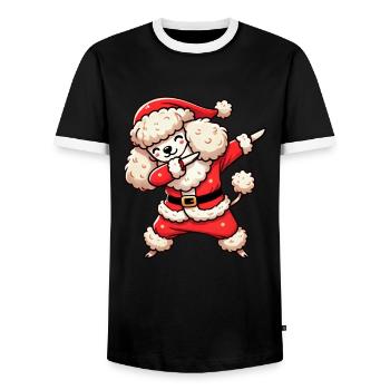 Christmas Poodle Elf Funny Poodle Lover - Men's Ringer Shirt - black/white - Front - AI Model Female 172 light (172cm) & AI Model Male 178 light (178cm)