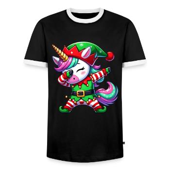 Noël Licorne Elfe Drôle Licorne Femmes - T-shirt contrasté Homme - noir/blanc - Devant - AI Model Female 172 light (172cm) & AI Model Male 178 light (178cm)