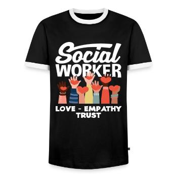 Sozialarbeiter Liebe Empathie Vertrauen - Männer Kontrast-T-Shirt - Schwarz/Weiß - Vorne - AI Model Female 172 light (172cm) & AI Model Male 178 light (178cm)